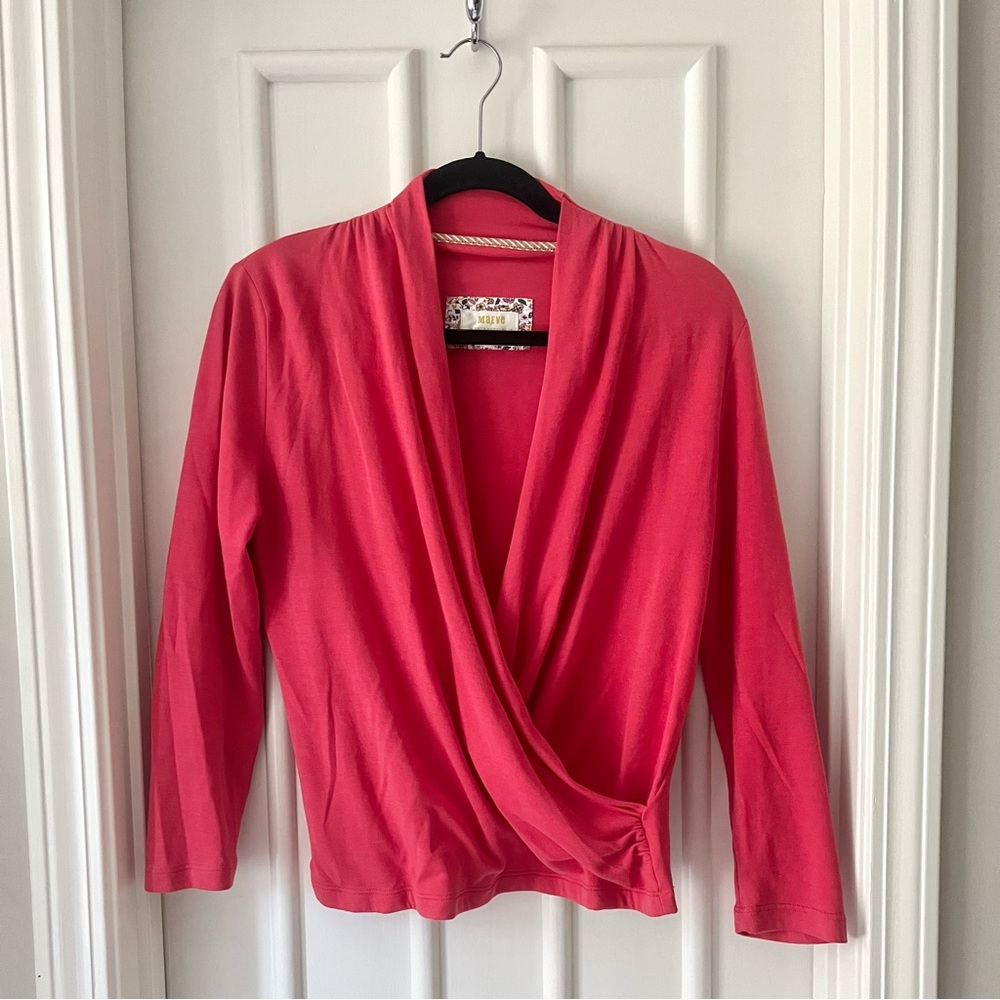 Anthropologie Maeve Wrap Top Salmon Pink